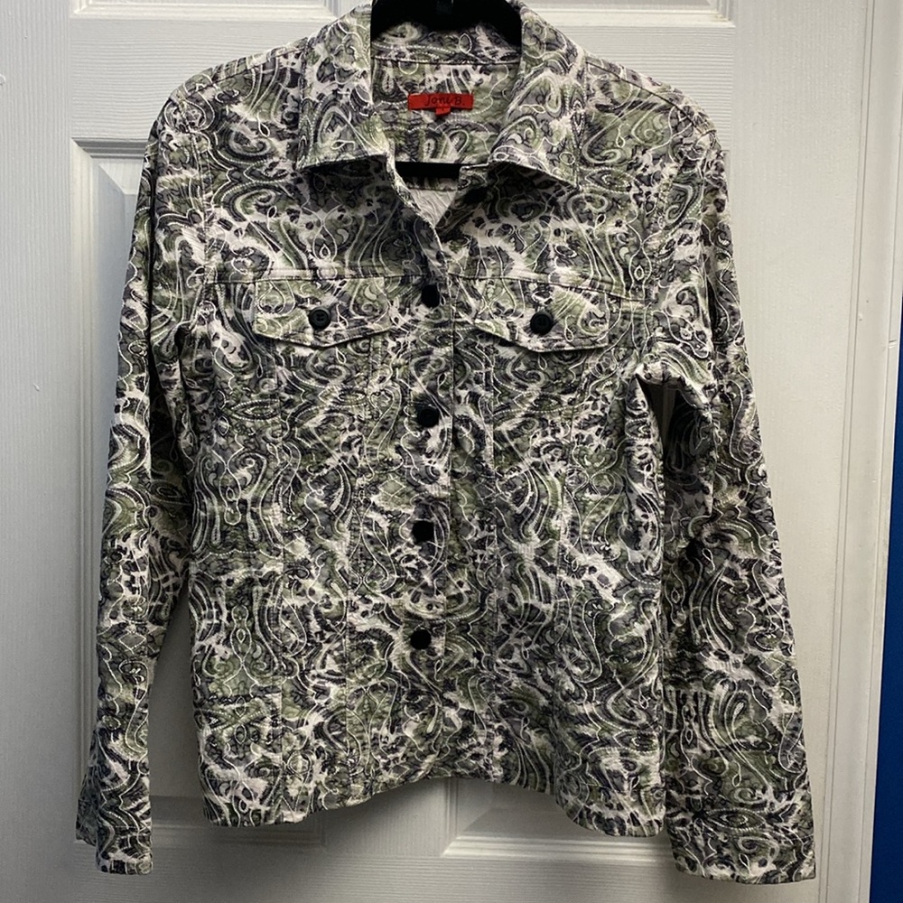 Joni B. Embroidered Green Jacket Small